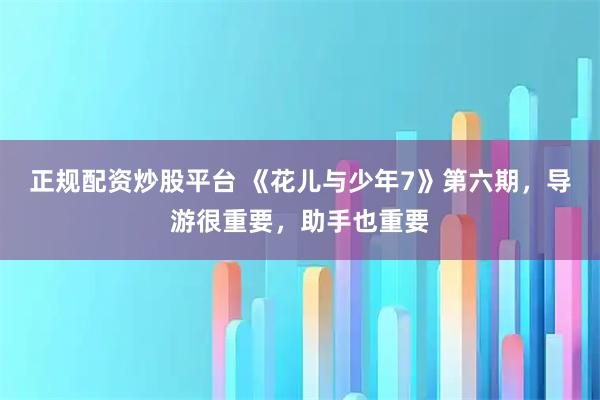 正规配资炒股平台 《花儿与少年7》第六期，导游很重要，助手也重要