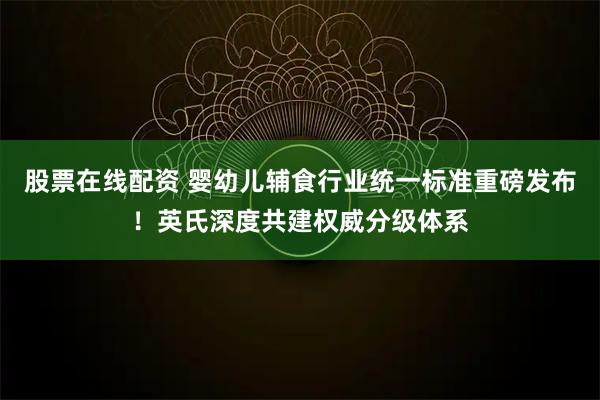 股票在线配资 婴幼儿辅食行业统一标准重磅发布！英氏深度共建权威分级体系